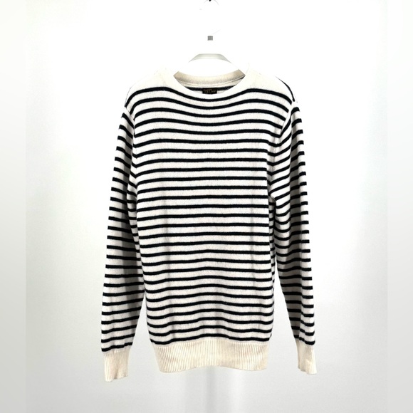J. Crew Other - J. Crew Men’s Midweight Cashmere Boatneck Sweater Cream Navy Striped Size L